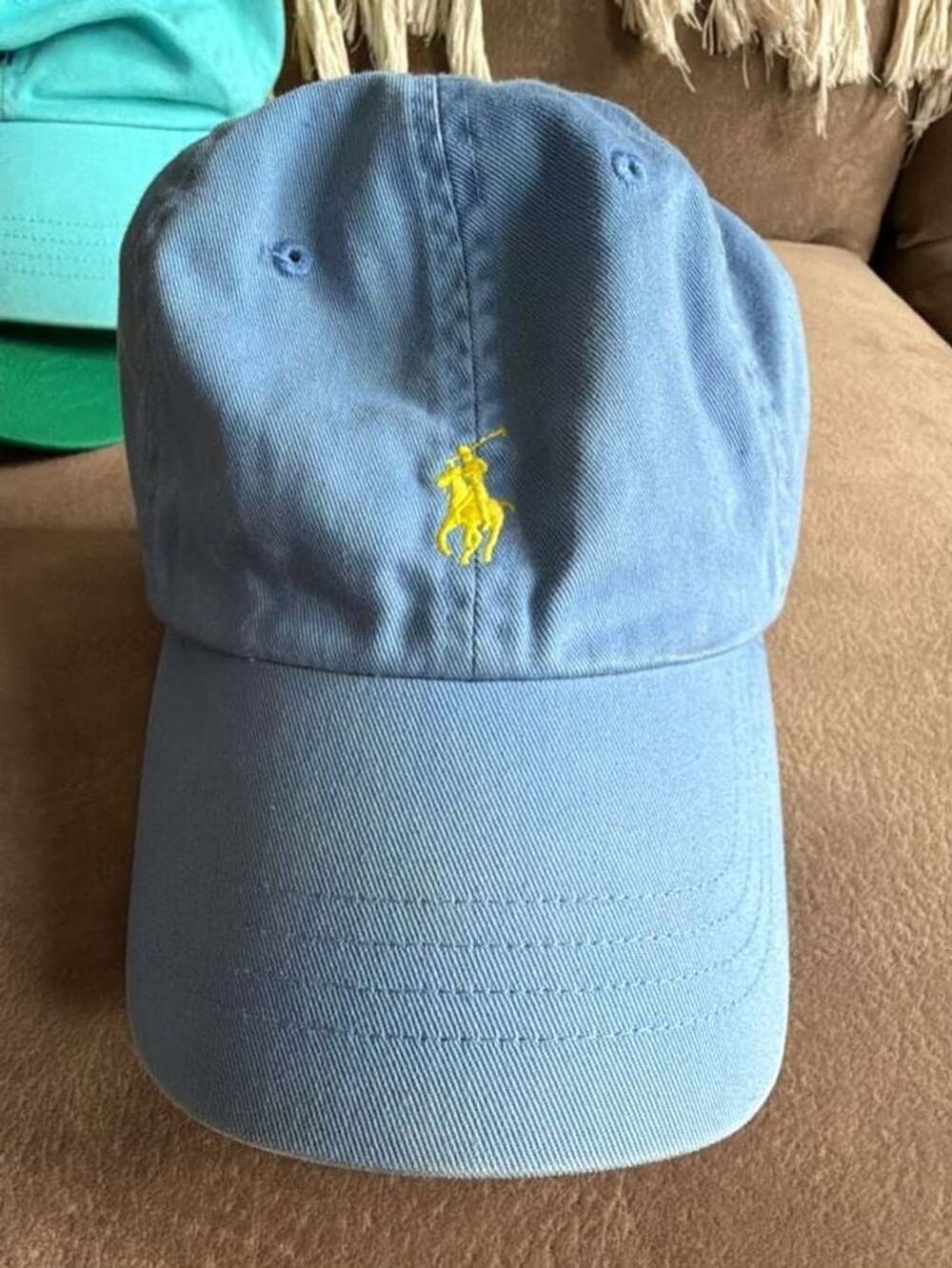 Polo Ralph Lauren Cotton Chino Ball Cap OSFA Blue Yellow Pony